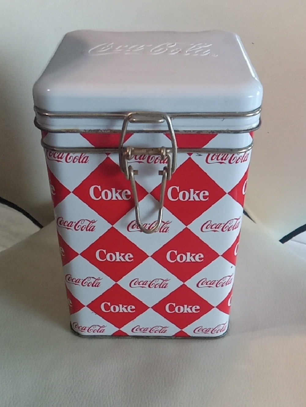 Coca-Cola Red & White Tin Canister - Picture 1 of 5